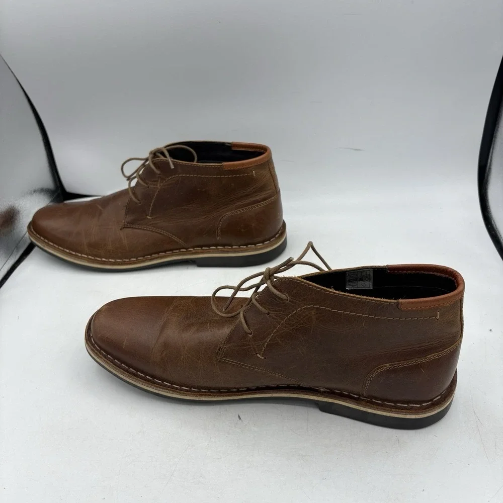 Steve Madden Chukka Boots Mens Size 9.5 Harken Cognac Leather Lace Up Brown